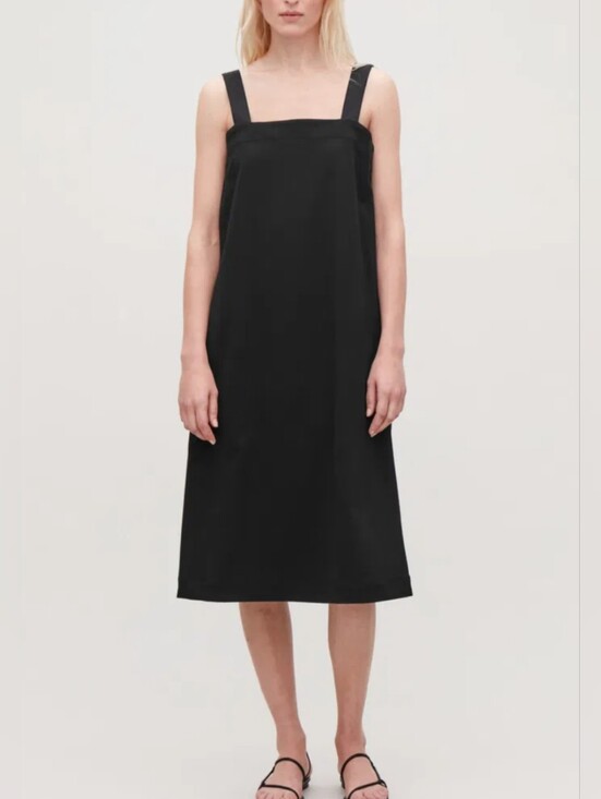 COS Dresses & Skirts - COS Black Sleeveless Midi Apron Dress, Stretchy Fabric, Bib Front Size Xs NWT